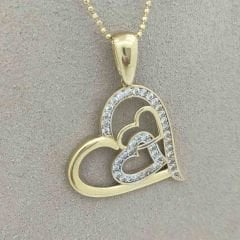 Taşlı İç İçe Kalpler Kolye Ucu – KLU0465