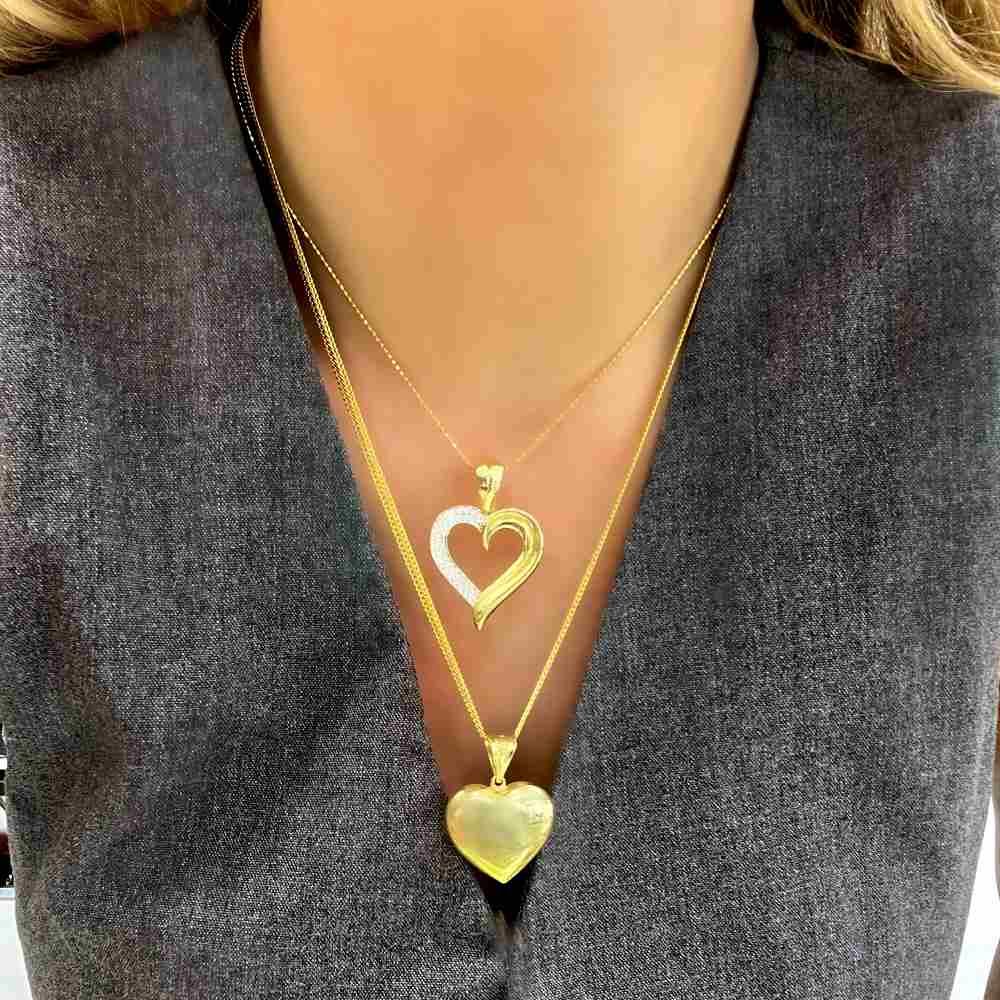 Taşlı Kalın Çerçeve Kalp Kolye Ucu – KLU0469