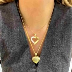 Taşlı Kalın Çerçeve Kalp Kolye Ucu – KLU0469