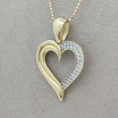 Taşlı Kalın Çerçeve Kalp Kolye Ucu – KLU0469