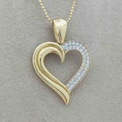 Taşlı Kalın Çerçeve Kalp Kolye Ucu – KLU0469