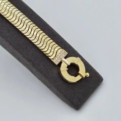 Taşlı Balıksırtı Zincir Altın Bileklik – BLK0757