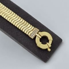 Taşlı Balıksırtı Zincir Altın Bileklik – BLK0758