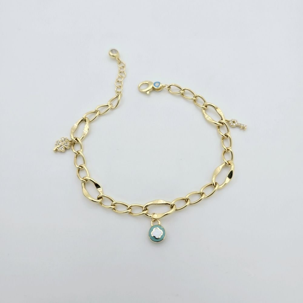 Altın Bileklik Sallantılı Renkli Mineli Taşlı – BLK0770