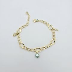 Altın Bileklik Sallantılı Renkli Mineli Taşlı – BLK0770