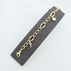 Altın Bileklik Sallantılı Renkli Mineli Taşlı – BLK0770