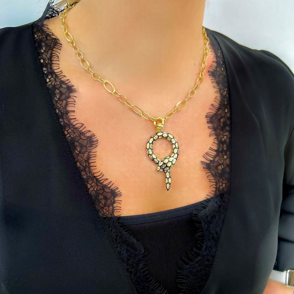 Yeşil Taşlı Yılan Kolye Ucu – KLU0401