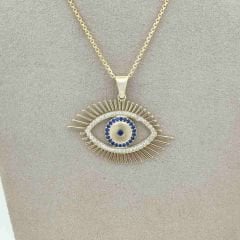 Kirpikli Göz Nazar Boncuk Kolye Ucu – KLU0504