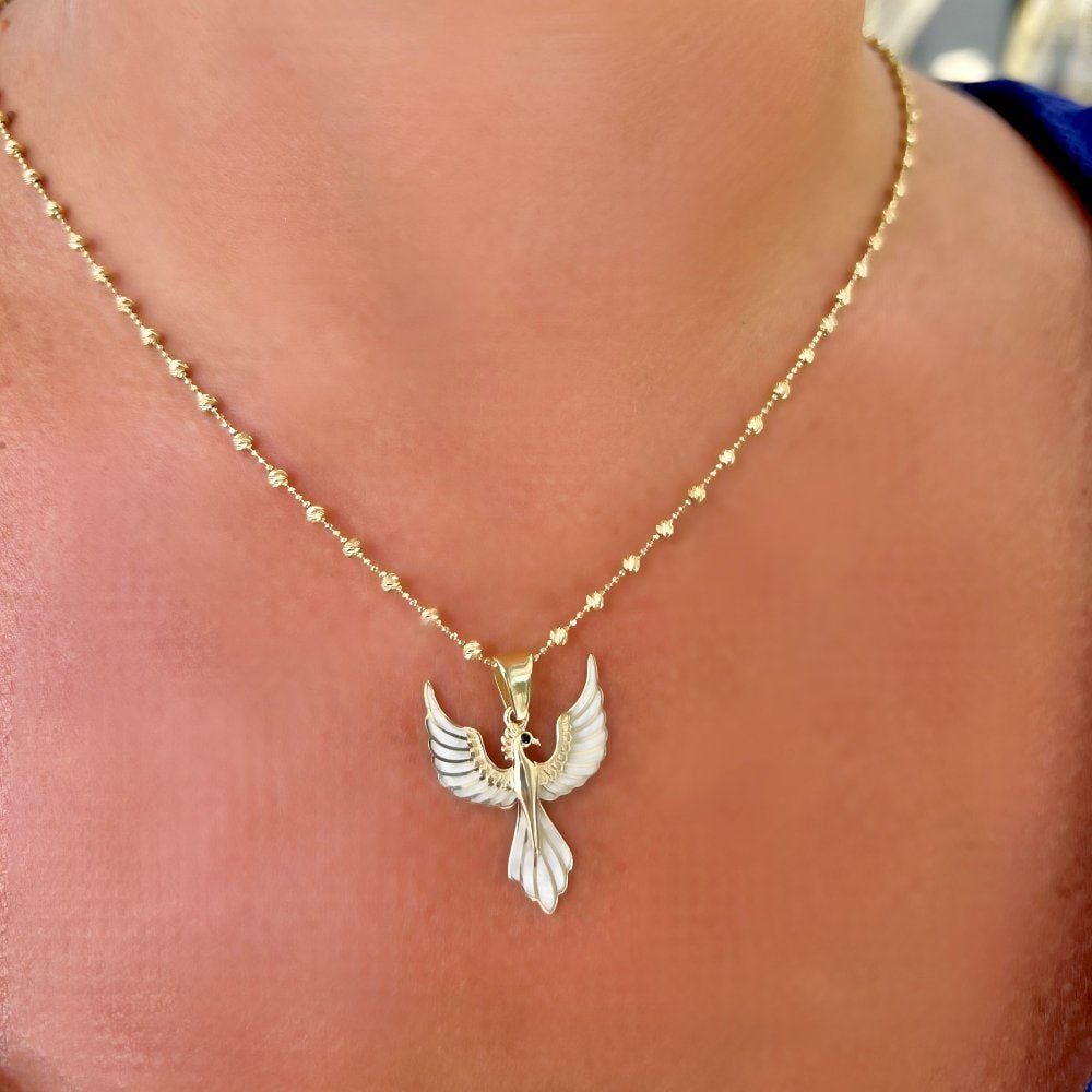 Beyaz Anka Kuşu Kolye Ucu – KLU0501