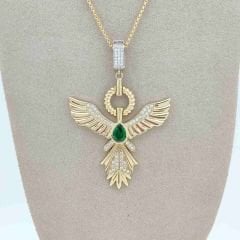 Zümrüt Detaylı Anka Kuşu Kolye Ucu – KLU0502