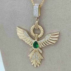 Zümrüt Detaylı Anka Kuşu Kolye Ucu – KLU0502