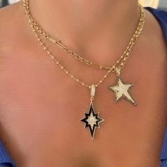 Siyah Çerçeveli Taşlı Yıldız Kolye Ucu – KLU0500