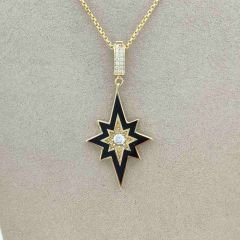 Siyah Çerçeveli Taşlı Yıldız Kolye Ucu – KLU0500