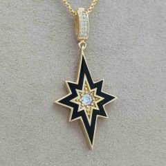 Siyah Çerçeveli Taşlı Yıldız Kolye Ucu – KLU0500