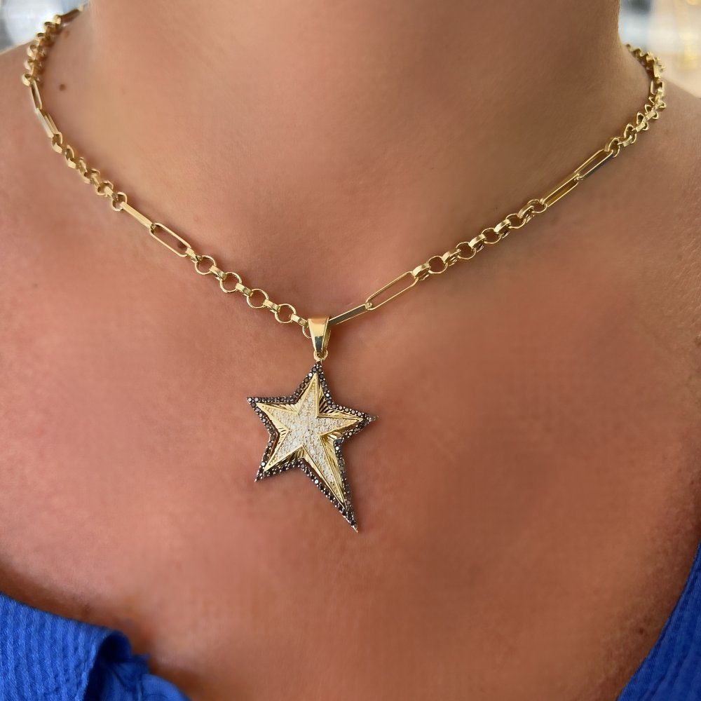 Siyah Taşlı Yıldız Kolye Ucu – KLU0499