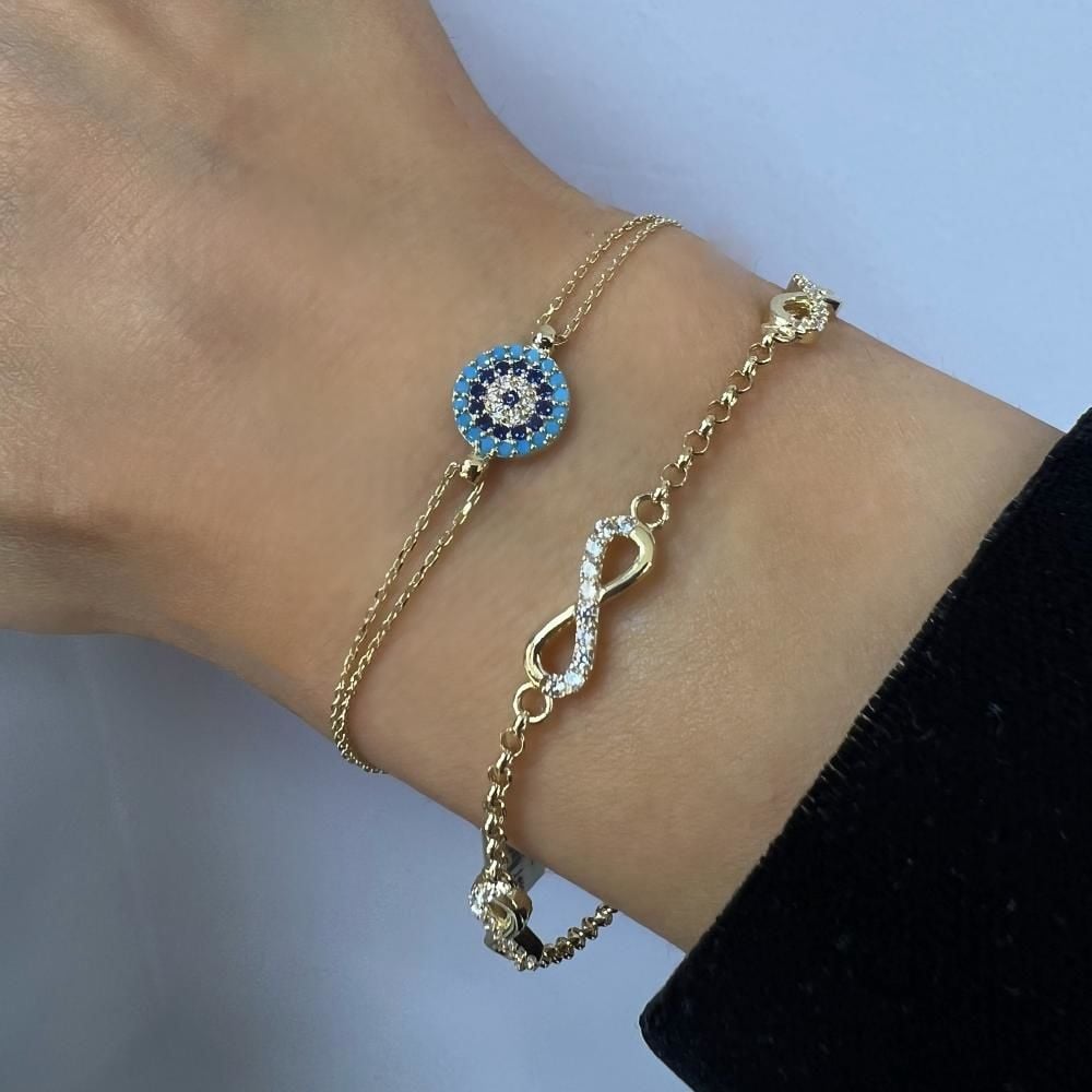 Sonsuzluk Figürlü Taşlı Zincir Bileklik – BLK0825