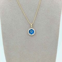 Taşlı Çerçeveli Nazar Boncuk Kolye Ucu – KLU0521