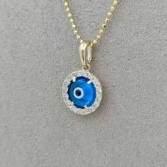 Taşlı Çerçeveli Nazar Boncuk Kolye Ucu – KLU0521