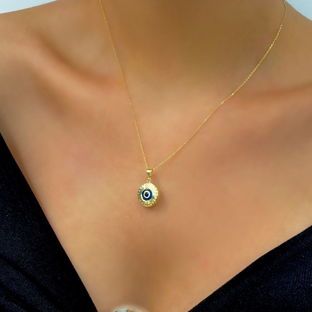 Taşlı Çerçeveli Nazar Boncuk Kolye Ucu – KLU0529