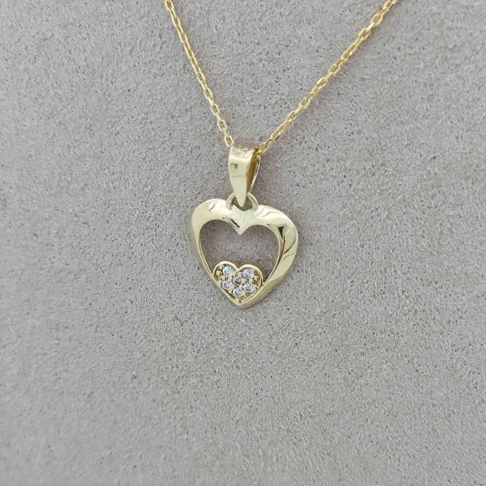 İçiçe Kalp Kolye Ucu – KLU0524