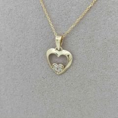 İçiçe Kalp Kolye Ucu – KLU0524