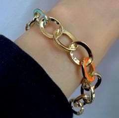 Renkli Mineli Zincir Bileklik - BLK0867