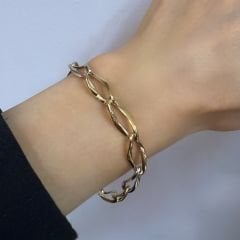 Çift Renk Altın Zincir Bileklik - BLK0885